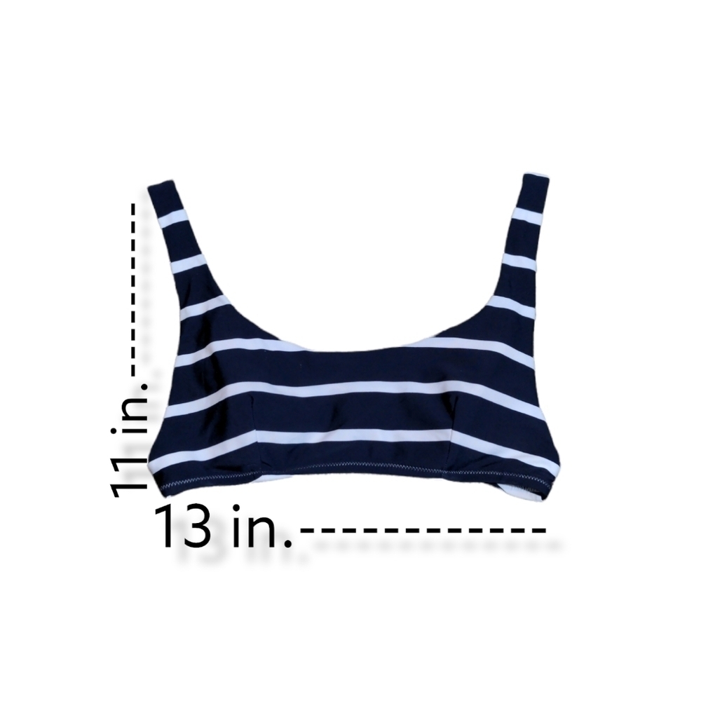 AERIE Bikini Top Navy & White Stripe Cropped Tank Style SZ L - Picture 4 of 9